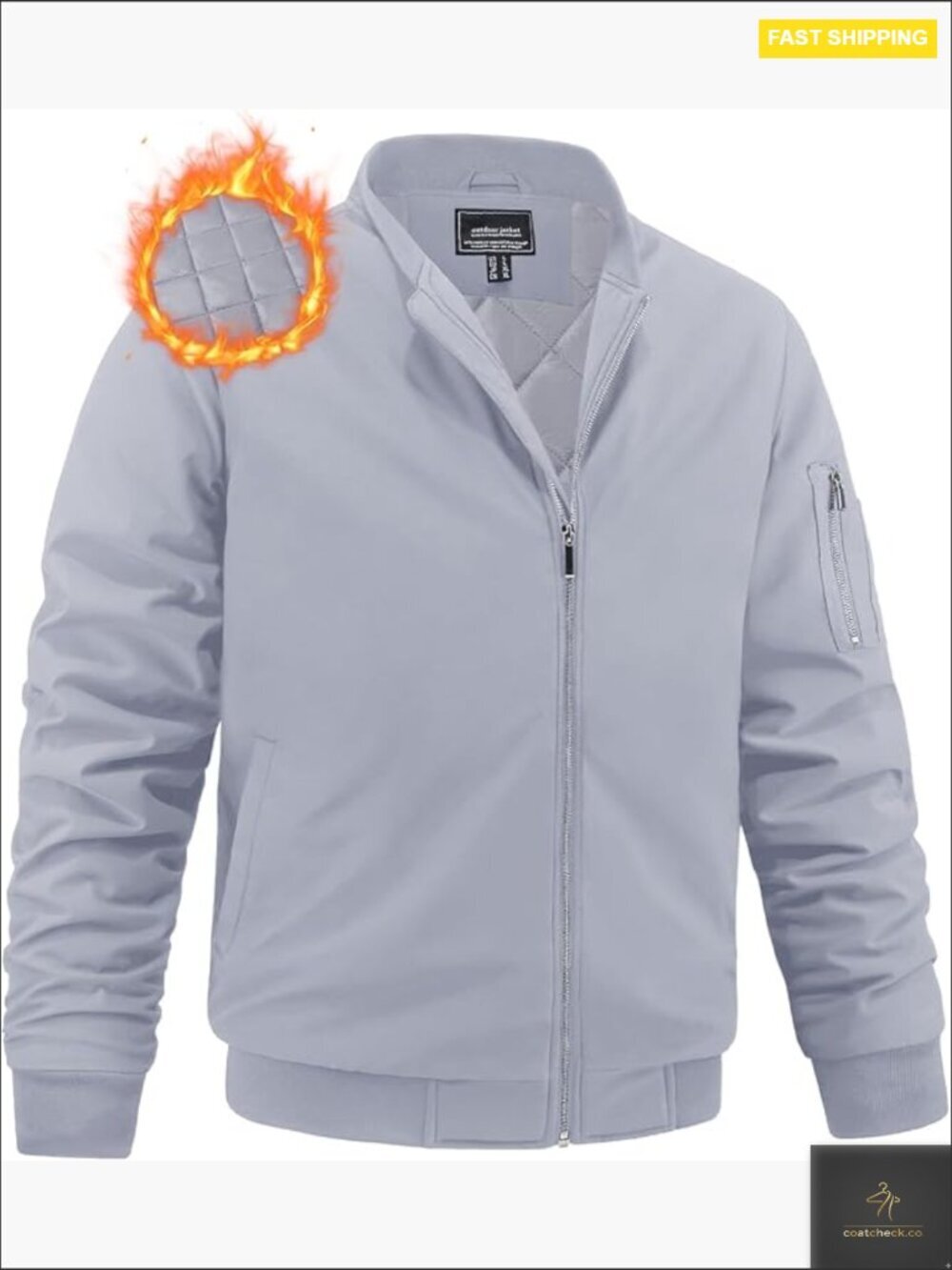 Men's Winter Bomber Jacket Windproof Warm Full Zip Outerwear Flight Coat with
